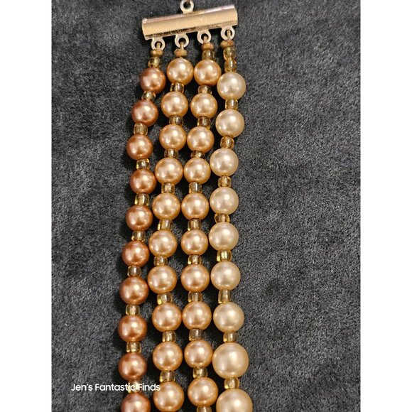 Vintage Multistrand Faux Pearl Necklace With Adjustable Clasp Made In Japan 18"- - Picture 11 of 14